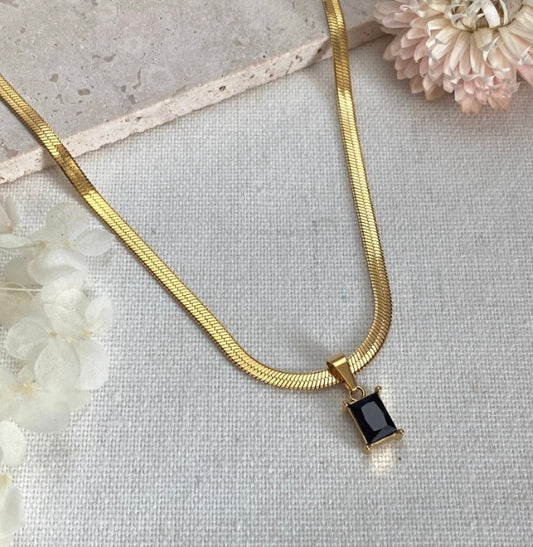 Black Emerald stone snake chain Anti Tarnish