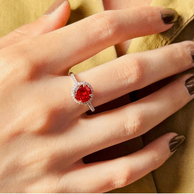 Red Crystal Charm Ring