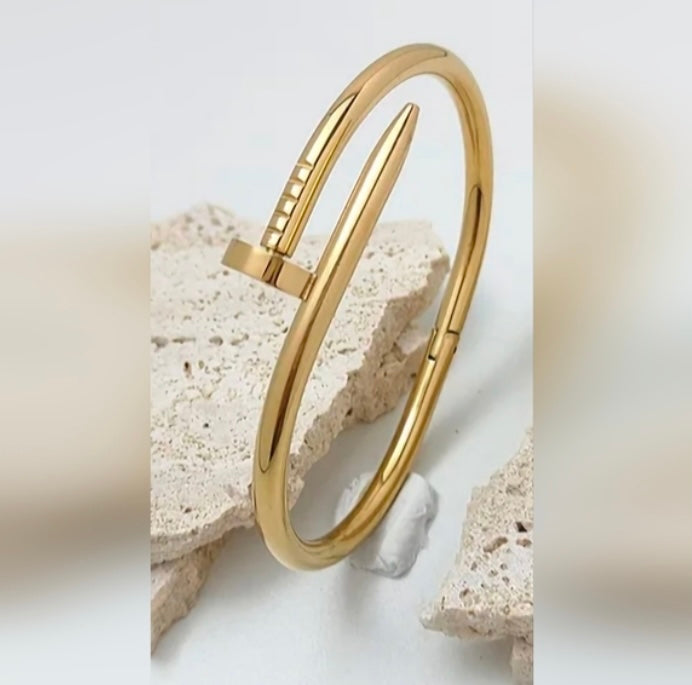 Gold Plated Stainless Steel Nail Bracelet