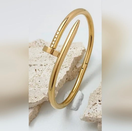 Gold Plated Stainless Steel Nail Bracelet