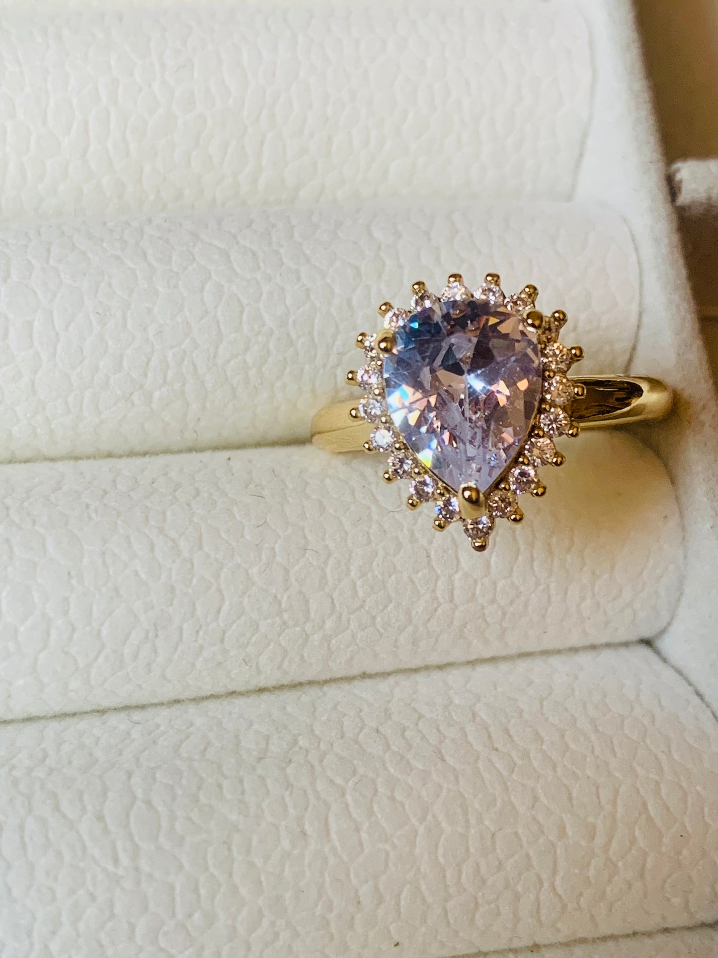 Golden Petal crystal Ring