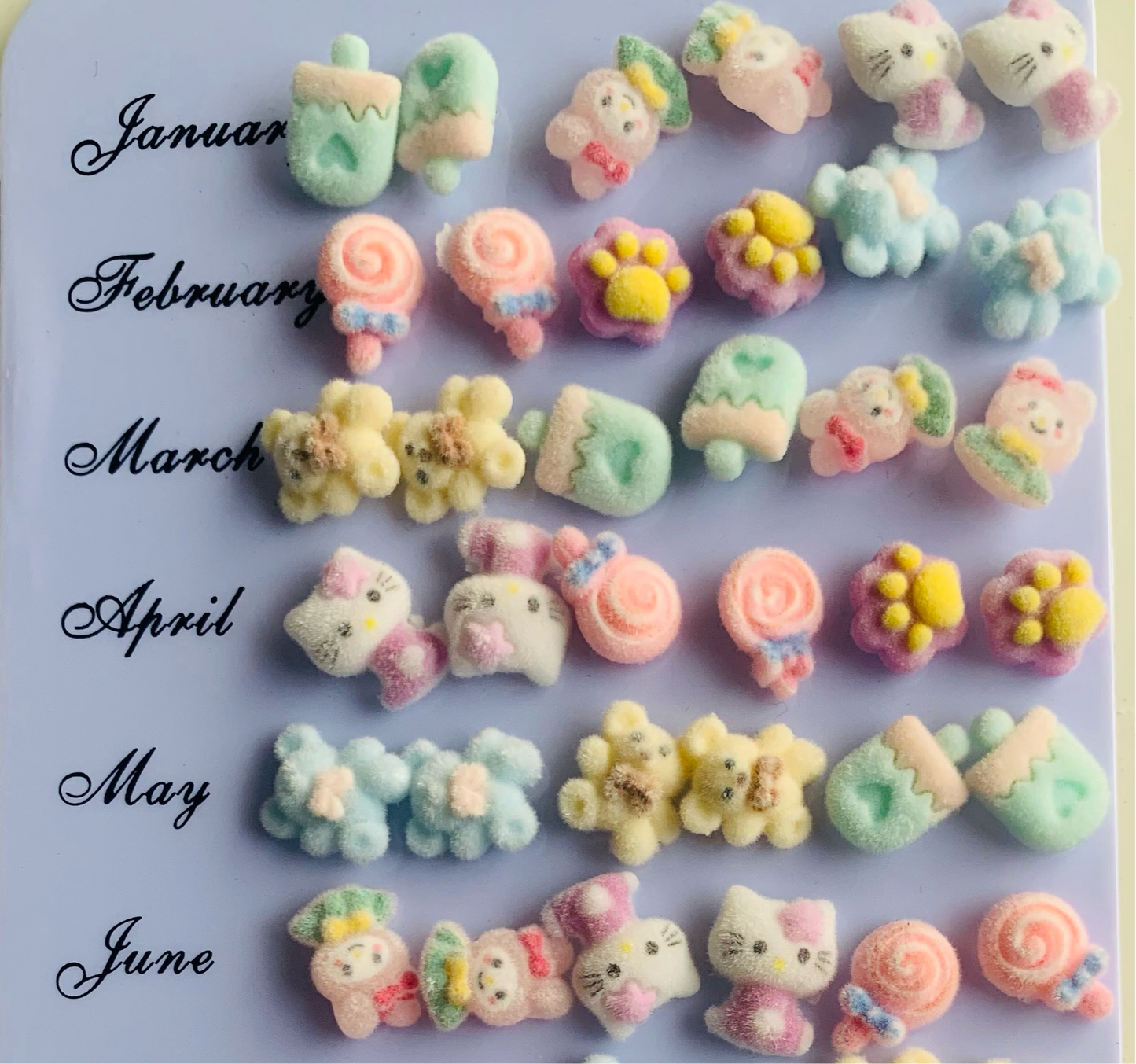 Mini velvet cuties- Set of 3 earrings