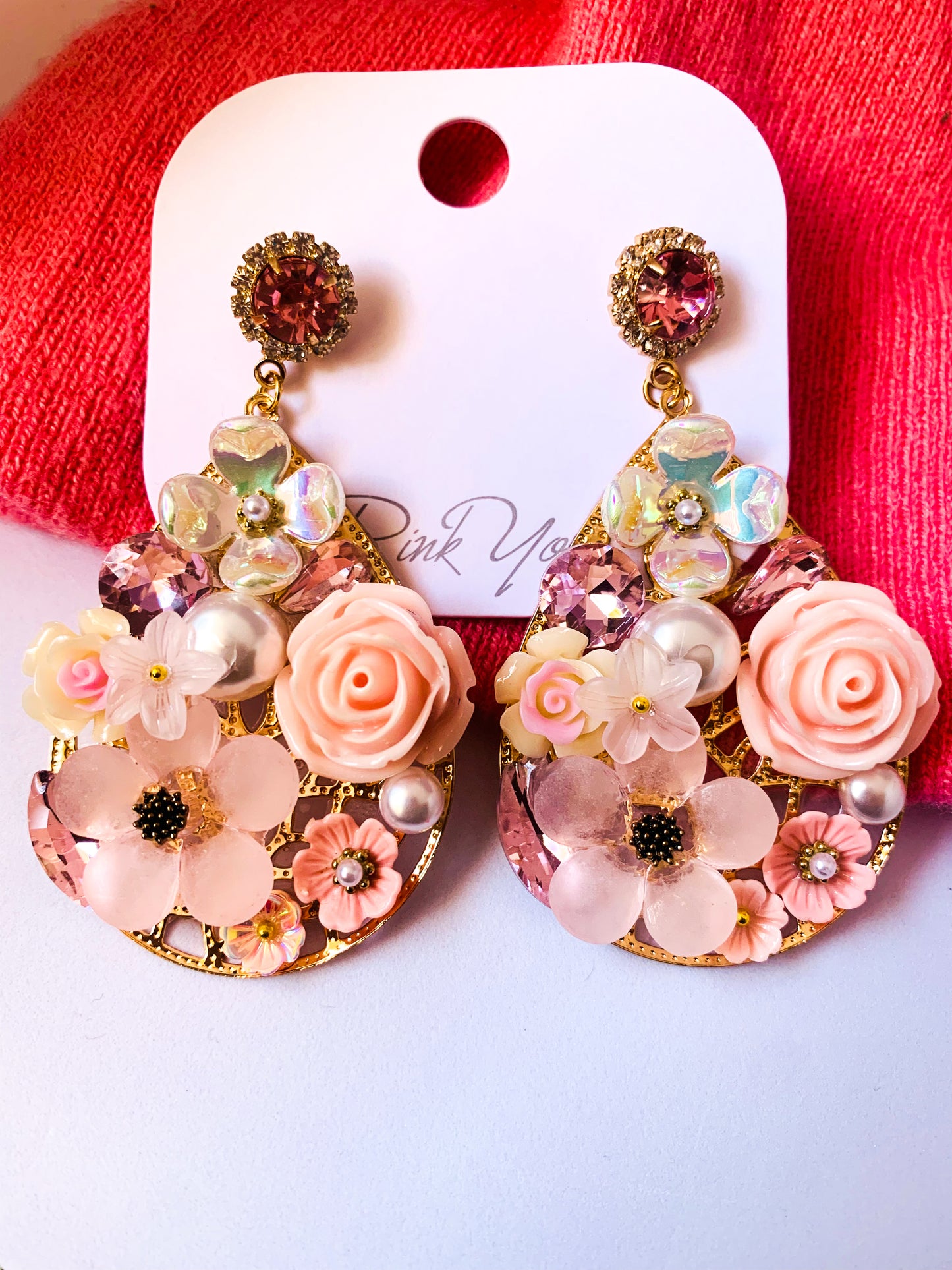 Turkish Statement party wear Earrings pink