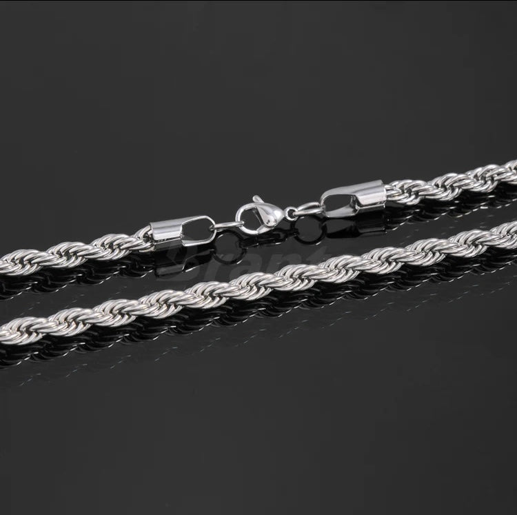 Silver Stainless steel Twisted Rope Chain