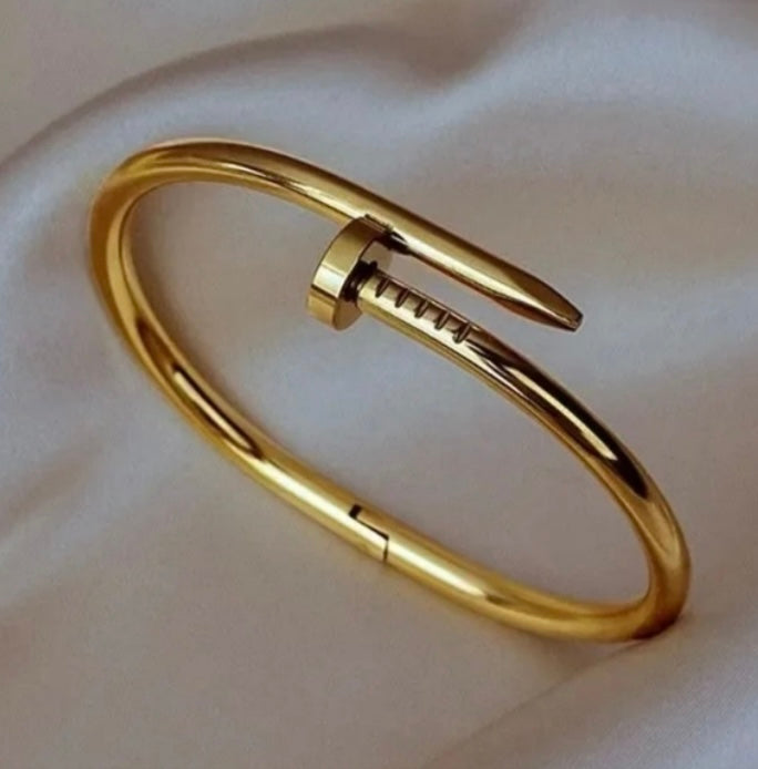 Gold Plated Stainless Steel Nail Bracelet