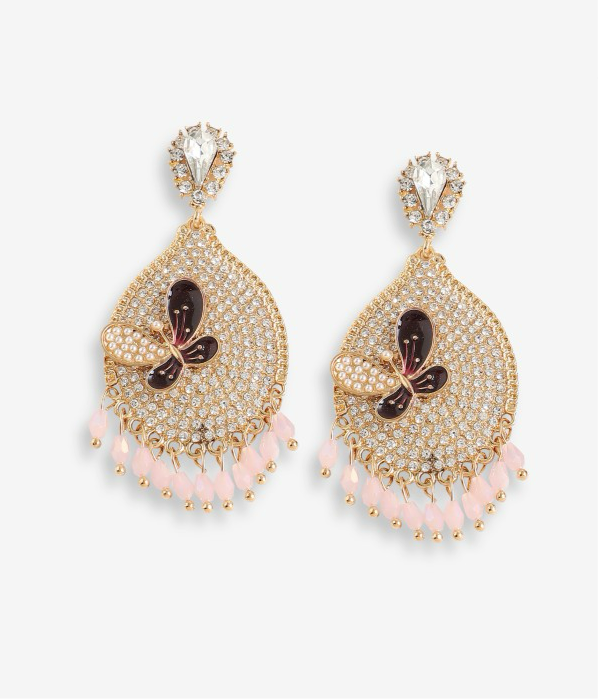 Gold plated Designer stone Party Drop Earrings