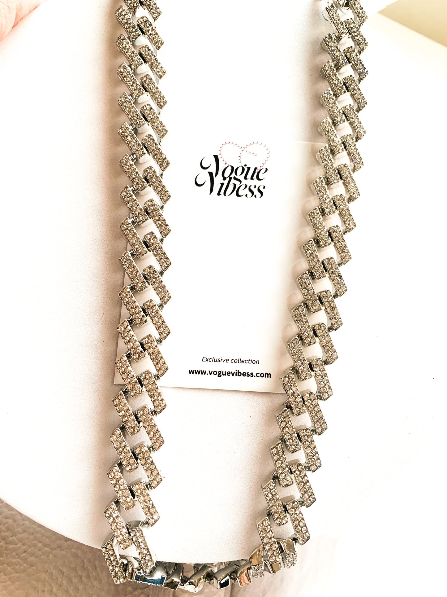 Silver plated diamond link Chain