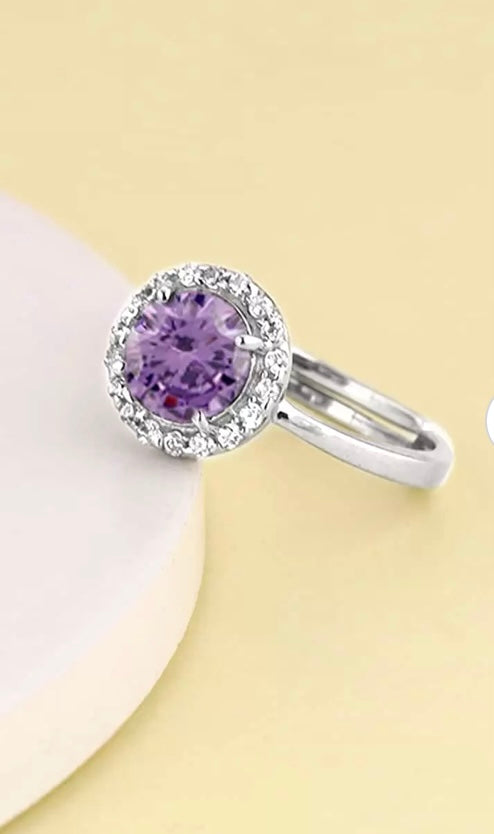 Purple Crystal Spark Ring
