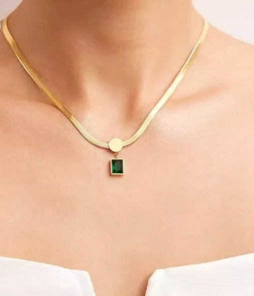 Green Emerald Snake Chain Anti Tarnish