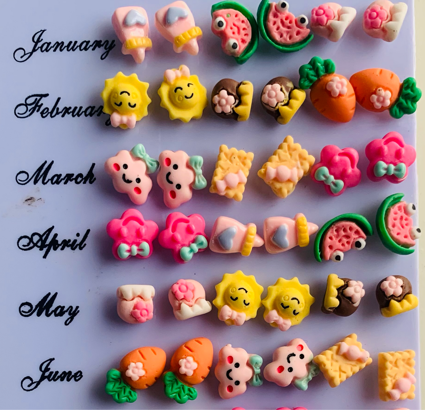 Mini Veggies Earrings- Set of 3 pairs