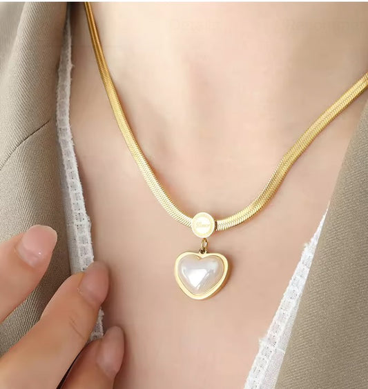 Heart Pearl Anti Tarnish Necklace