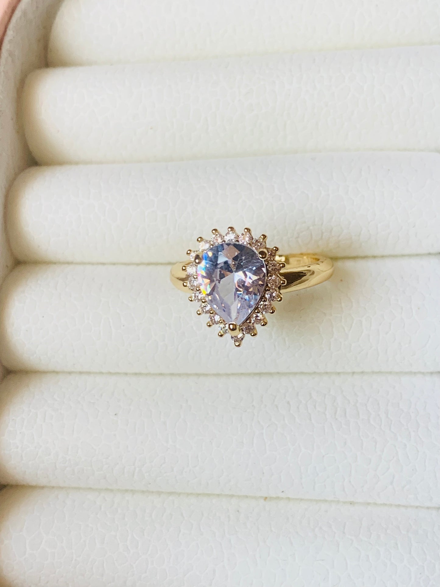 Golden Petal crystal Ring