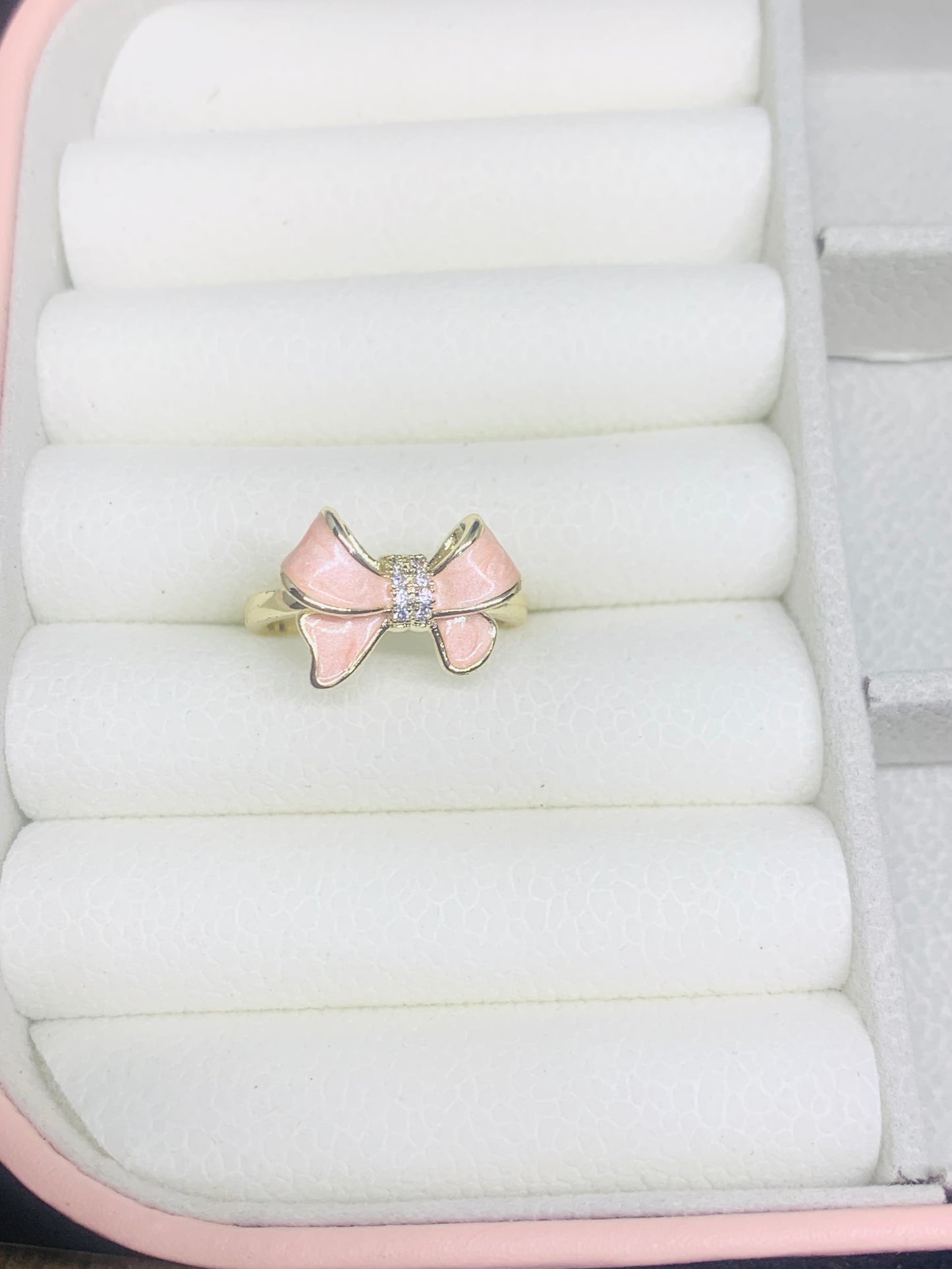 Petal Pink Enamel Bow Ring