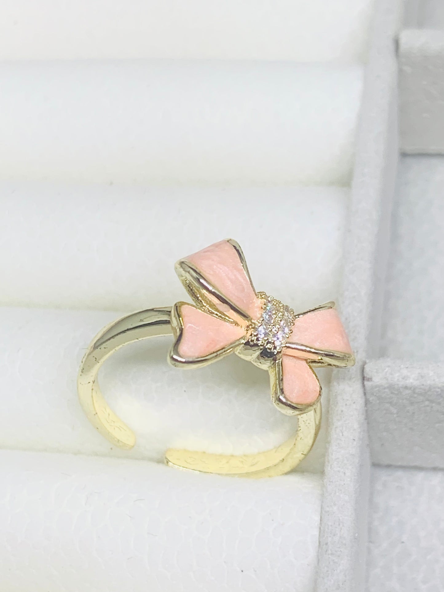 Petal Pink Enamel Bow Ring