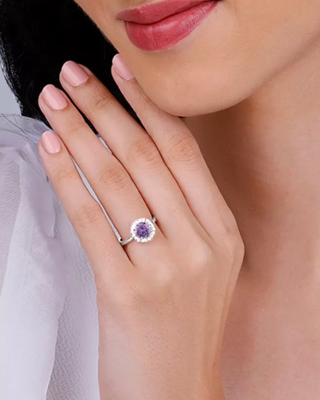 Purple Crystal Spark Ring
