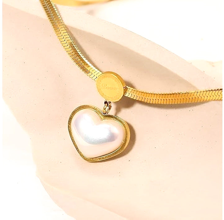 Heart Pearl Anti Tarnish Necklace
