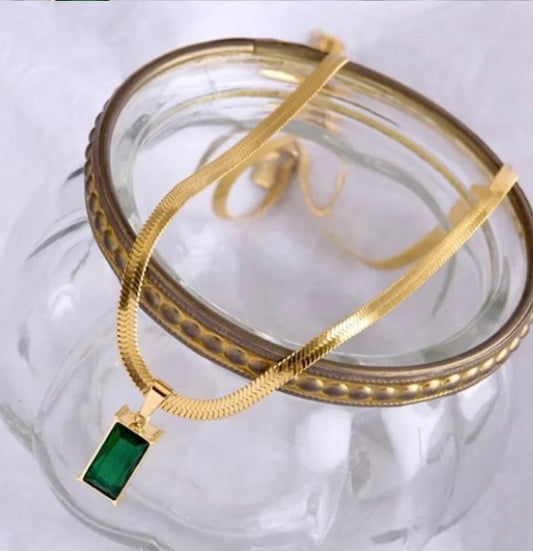 Green Emerald Snake Chain Anti Tarnish