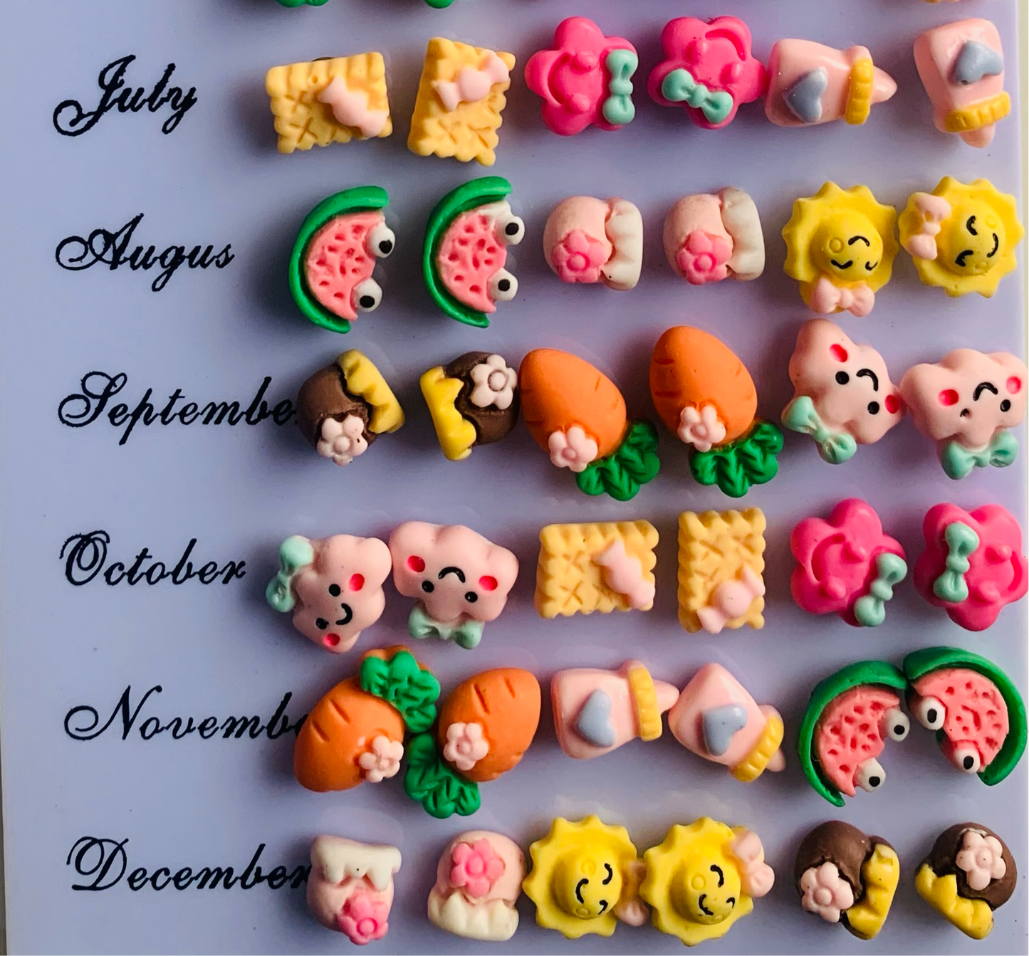 Mini Veggies Earrings- Set of 3 pairs