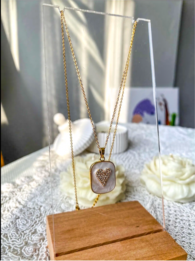 White Heart Anti Tarnish Necklace