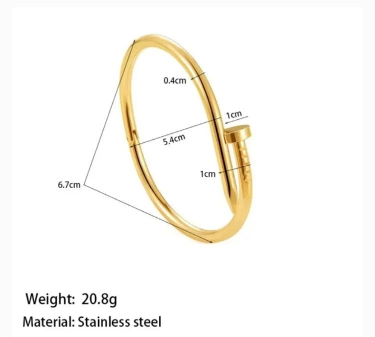 Gold Plated Stainless Steel Nail Bracelet