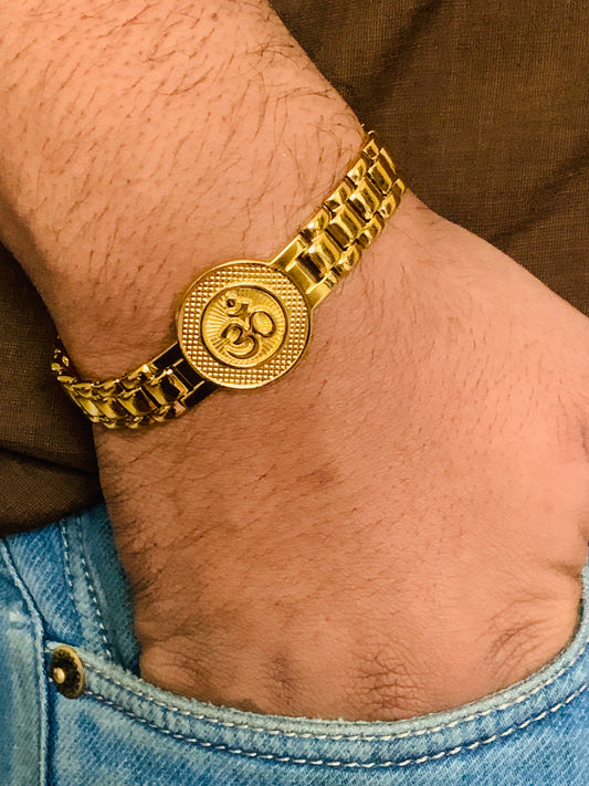 OM link gold plated stainless steel Bracelet