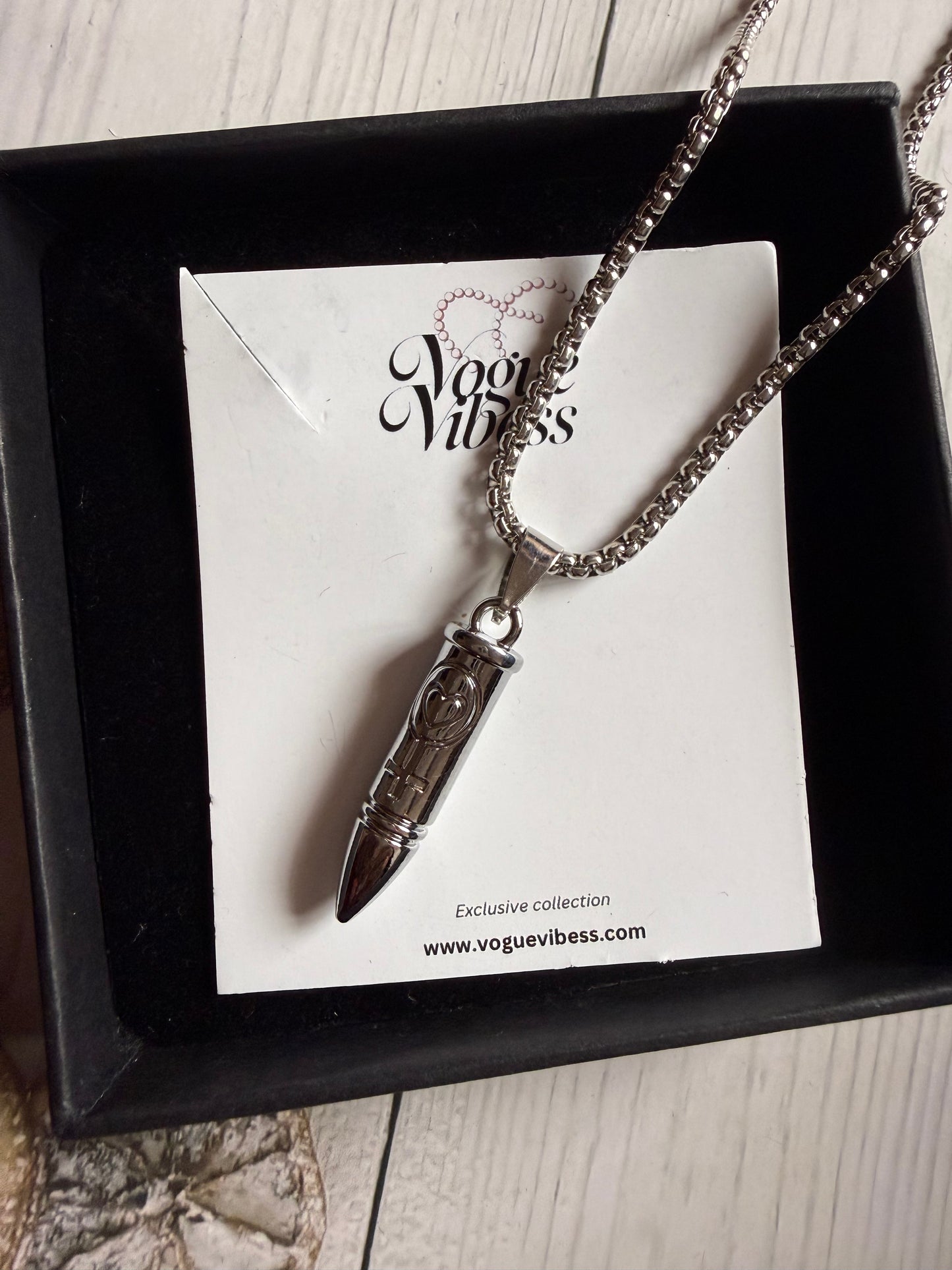 Bullet locket chain pendant