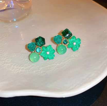 Green crystal Earrings