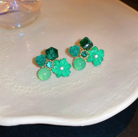 Green crystal Earrings