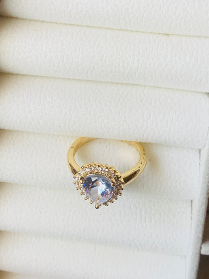 Golden Petal crystal Ring