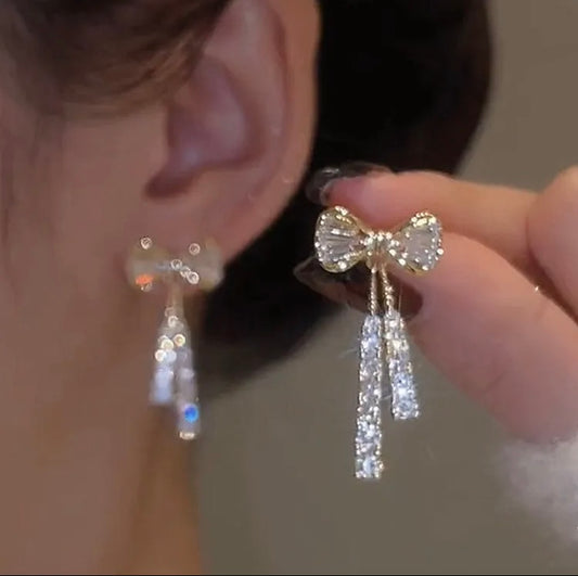 Crystal Drop Bowknot Earrings