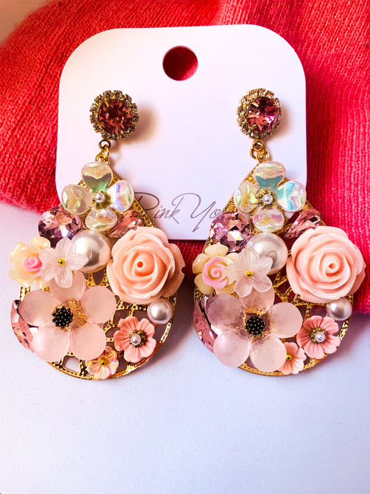Turkish Statement party wear Earrings pink