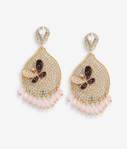 Gold plated Designer stone Party Drop Earrings