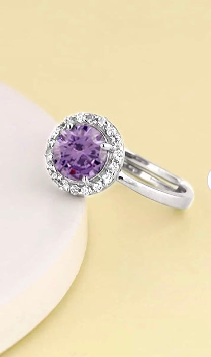 Purple Crystal Spark Ring