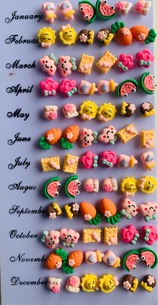 Mini Veggies Earrings- Set of 3 pairs