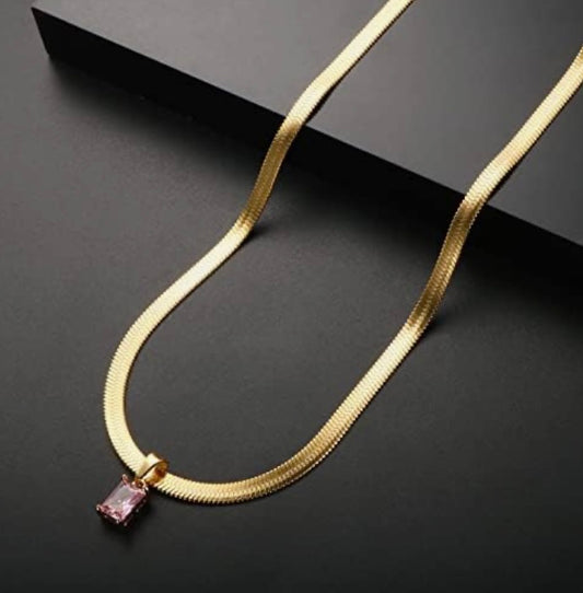 Pink Emerald Anti Tarnish Necklace