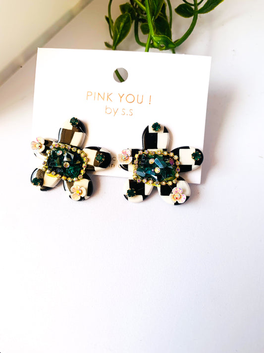 Turkish Floral check Box Earrings