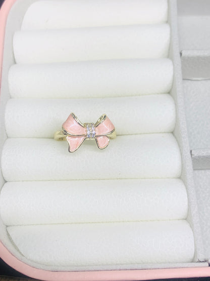 Petal Pink Enamel Bow Ring