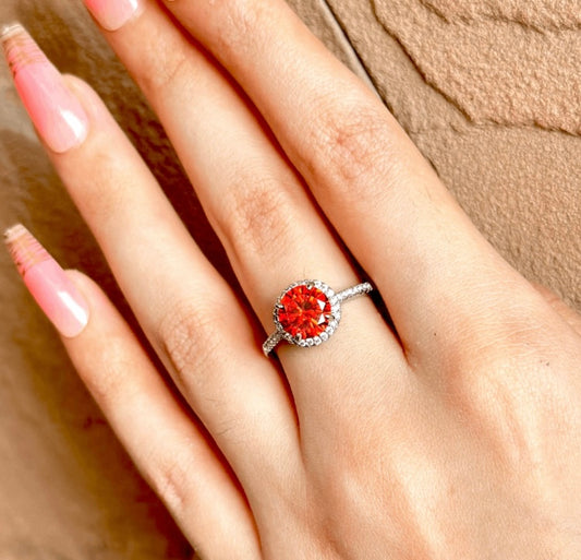 Red Crystal Charm Ring