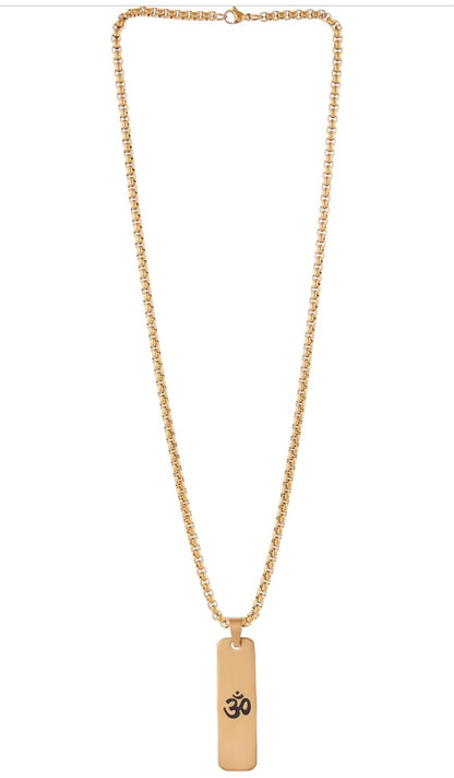 OM stainless steel Gold plated Chain Pendent Set