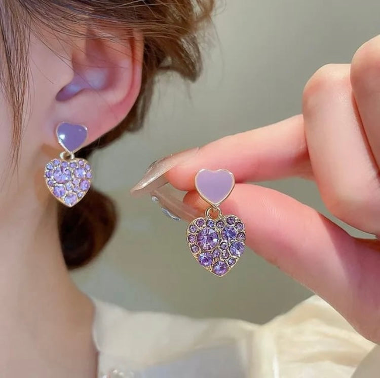 Heart Purple Love Earring