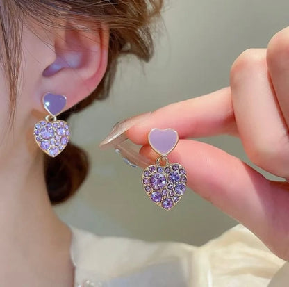 Heart Purple Love Earring