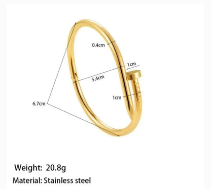 Gold Plated Stainless Steel Nail Bracelet